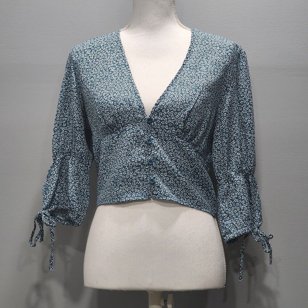 Mint Vanilla Women's Floral Print Crop Top Blouse Sizes 12